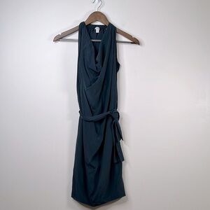 Silk Black Grecian Goddess Belted Dress XS